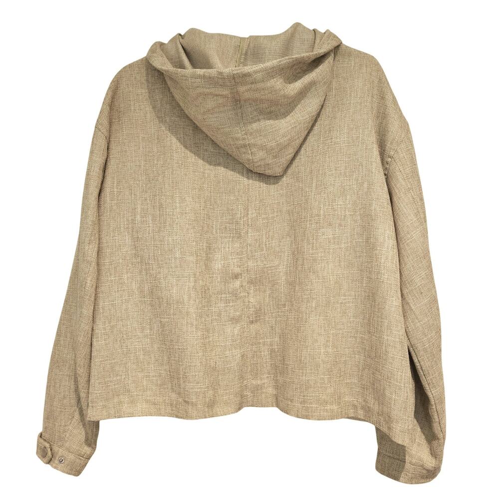 Avec Les Filles XL Linen-Look Boxy Light Green Hooded Utility Jacket - Picture 4 of 11